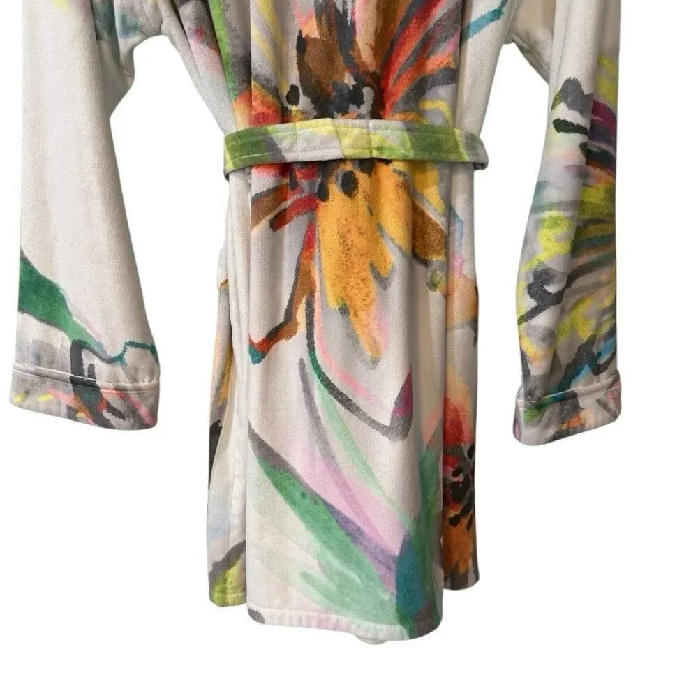 Wrap Up by VP Robe Aquarelle Short Robe One Size Made In USA Floral Print